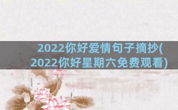 2022你好爱情句子摘抄(2022你好星期六免费观看)