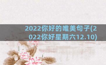 2022你好的唯美句子(2022你好星期六12.10)