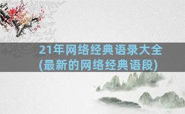 21年网络经典语录大全(最新的网络经典语段)