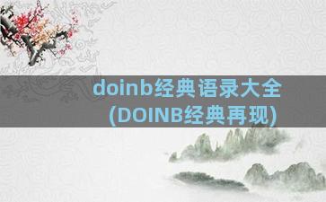 doinb经典语录大全(DOINB经典再现)