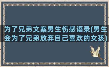 为了兄弟文案男生伤感语录(男生会为了兄弟放弃自己喜欢的女孩)