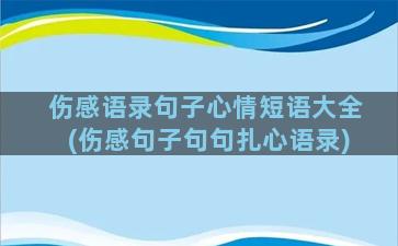 伤感语录句子心情短语大全(伤感句子句句扎心语录)