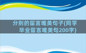 分别的留言唯美句子(同学毕业留言唯美句200字)