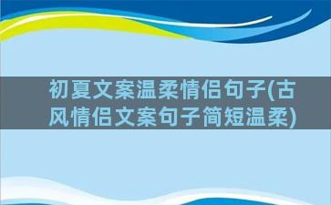 初夏文案温柔情侣句子(古风情侣文案句子简短温柔)