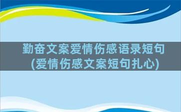 勤奋文案爱情伤感语录短句(爱情伤感文案短句扎心)