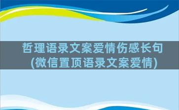 哲理语录文案爱情伤感长句(微信置顶语录文案爱情)