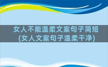 女人不能温柔文案句子简短(女人文案句子温柔干净)