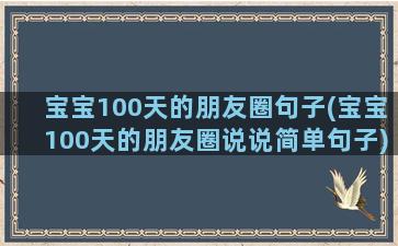 宝宝100天的朋友圈句子(宝宝100天的朋友圈说说简单句子)