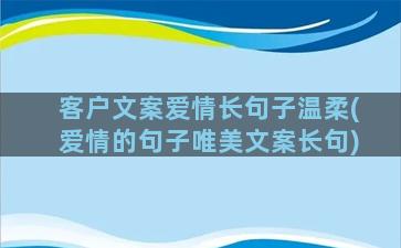 客户文案爱情长句子温柔(爱情的句子唯美文案长句)