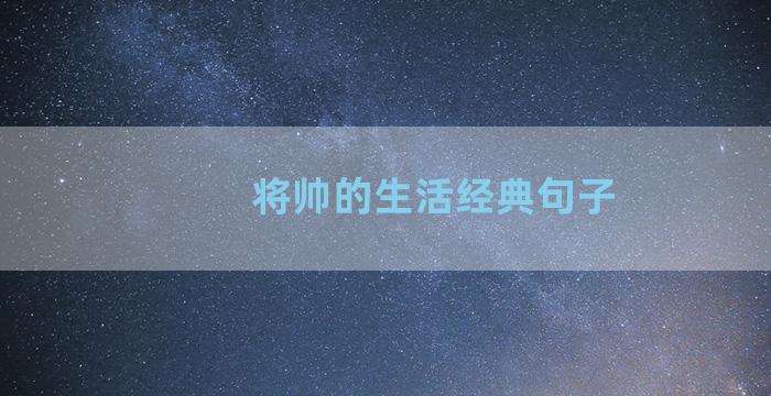 将帅的生活经典句子