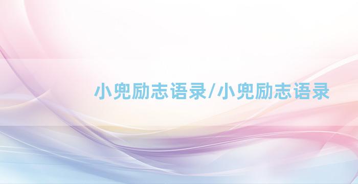 小兜励志语录/小兜励志语录