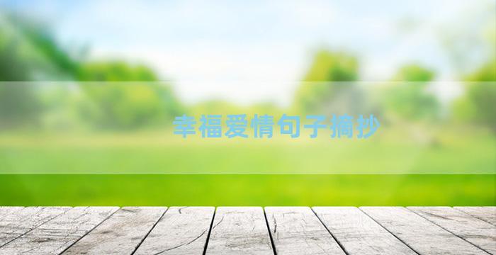 幸福爱情句子摘抄