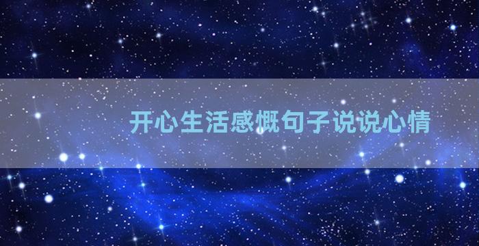 开心生活感慨句子说说心情