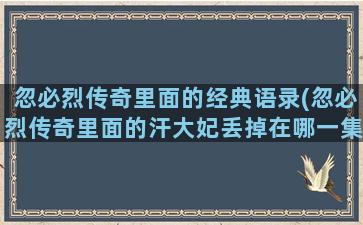 忽必烈传奇里面的经典语录(忽必烈传奇里面的汗大妃丢掉在哪一集)