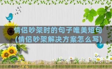 情侣吵架时的句子唯美短句(情侣吵架解决方案怎么写)