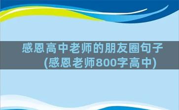 感恩高中老师的朋友圈句子(感恩老师800字高中)