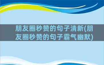 朋友圈秒赞的句子清新(朋友圈秒赞的句子霸气幽默)