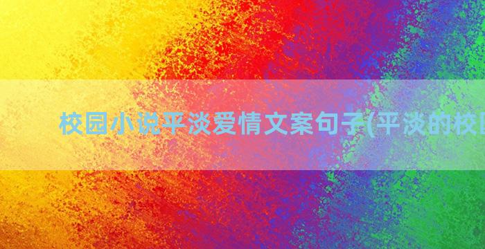 校园小说平淡爱情文案句子(平淡的校园小说)