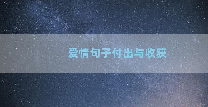 爱情句子付出与收获