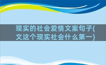 现实的社会爱情文案句子(文这个现实社会什么第一)