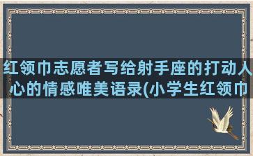 红领巾志愿者写给射手座的打动人心的情感唯美语录(小学生红领巾志愿者申请书)