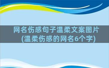 网名伤感句子温柔文案图片(温柔伤感的网名6个字)