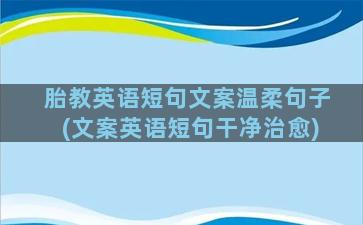 胎教英语短句文案温柔句子(文案英语短句干净治愈)