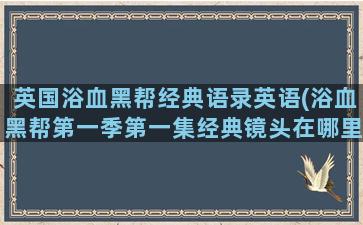 英国浴血黑帮经典语录英语(浴血黑帮第一季第一集经典镜头在哪里)