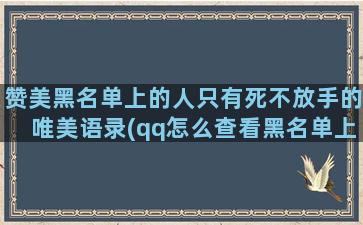 赞美黑名单上的人只有死不放手的唯美语录(qq怎么查看黑名单上的人)