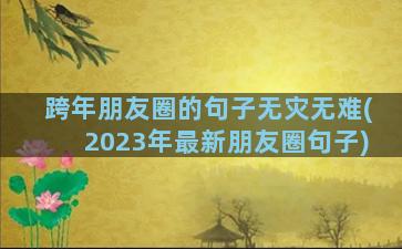 跨年朋友圈的句子无灾无难(2023年最新朋友圈句子)