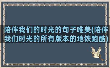 陪伴我们的时光的句子唯美(陪伴我们时光的所有版本的地铁跑酷)