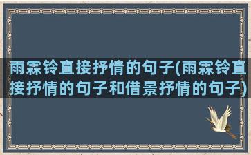 雨霖铃直接抒情的句子(雨霖铃直接抒情的句子和借景抒情的句子)